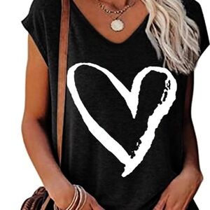 Black Heart Print Women's Top (020)